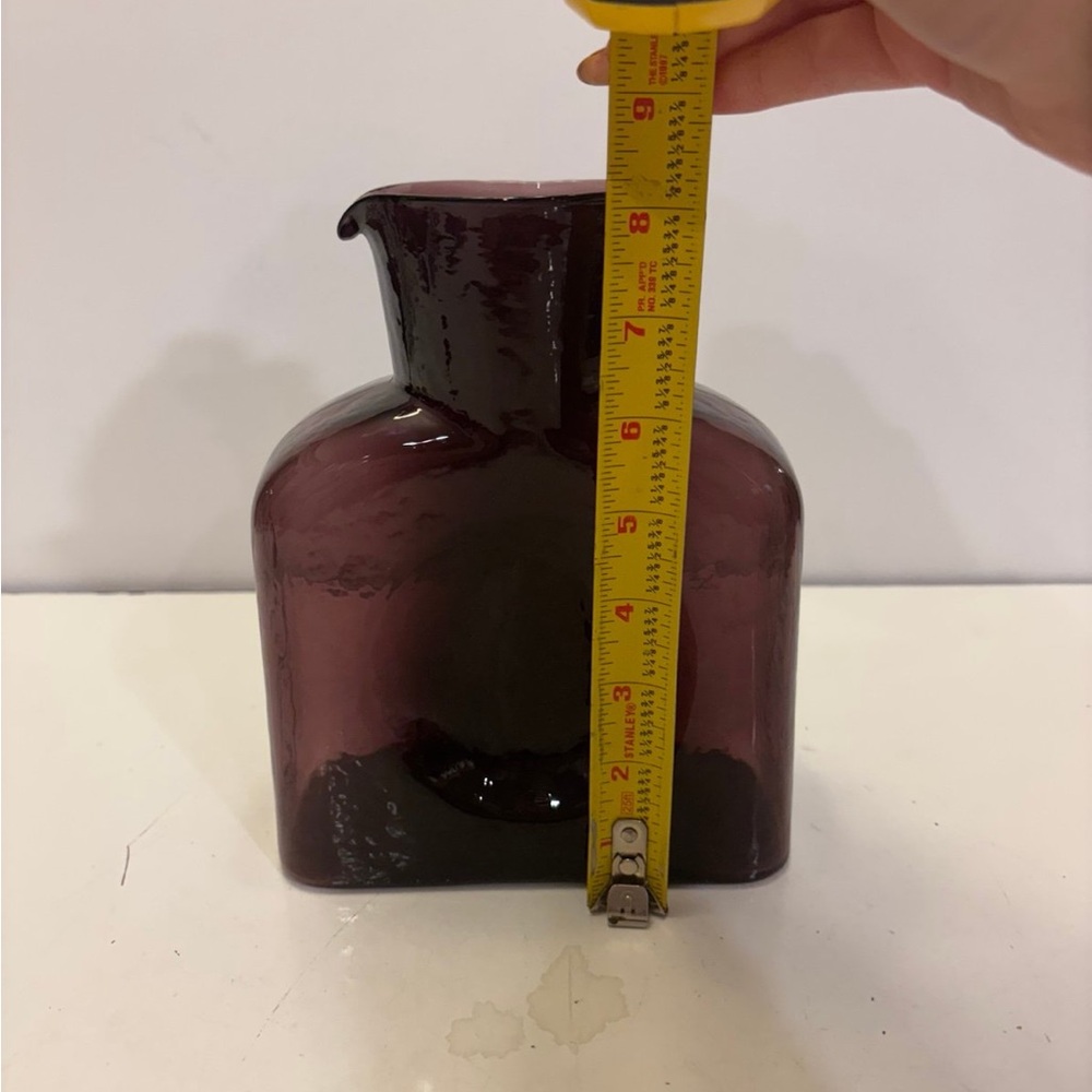 Vintage Blenko Double Spout Water Bottle Pitcher Carafe Purple Amethyst - Picture 8 of 9